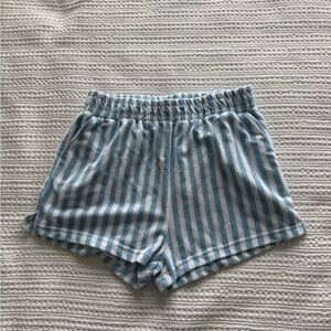 High Waist Blue and White Striped Women's Shorts